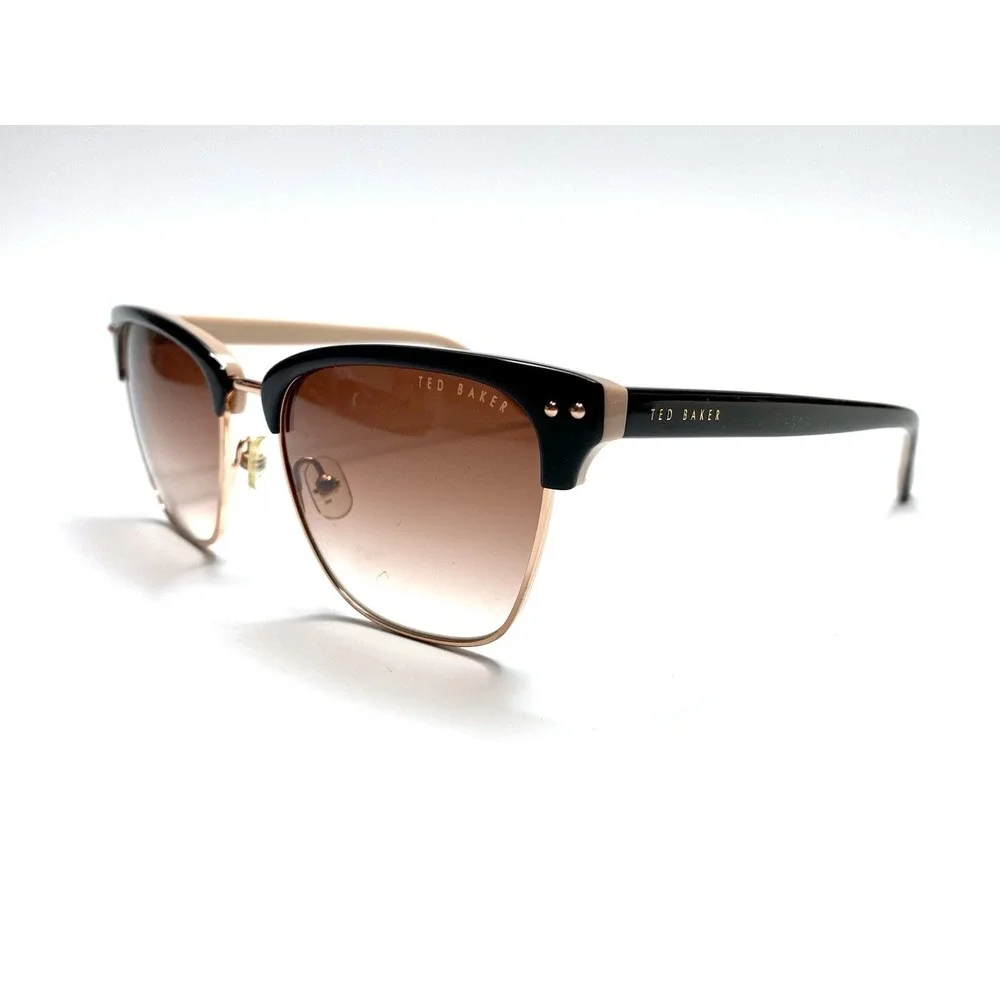 Ted Baker Black Rose Metal Taupe Clubmaster Sunglasses TB108 BLK 52 18 135